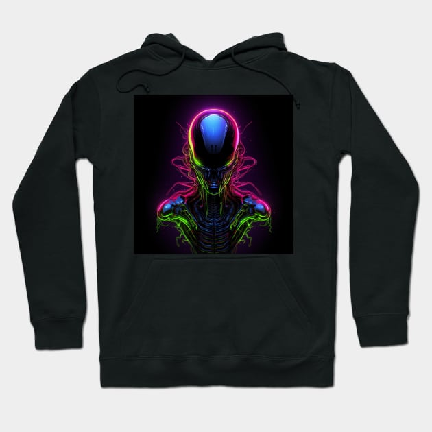 Alien Neon Art 7 Hoodie by AstroRisq